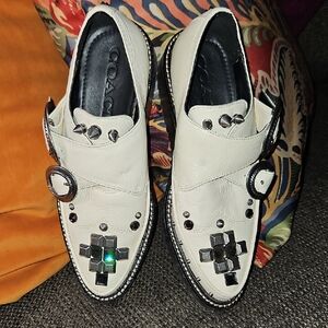 Coach White and Silver Studded Women's Loafers